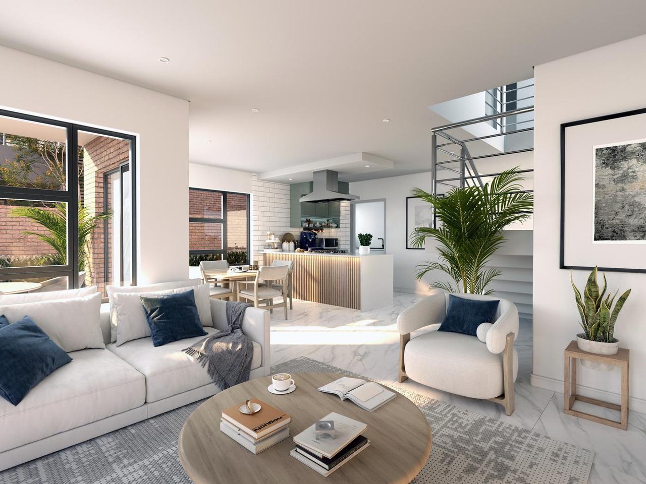 Four-bedroom duplex interior, architectural impression